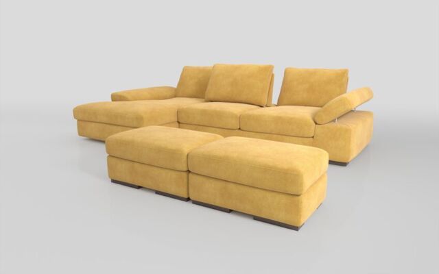 Savazza 4 Seater Sofa with Left Hand Facing Lounger & Two Ottoman Footstools - poltronesofà at ScS