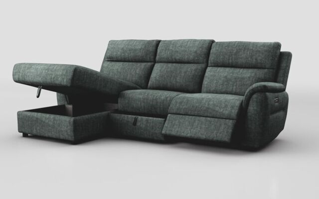 Sogliano 3 Seater Power Recliner Sofa With Drawer & Left Hand Facing Storage Chaise - poltronesofà at ScS