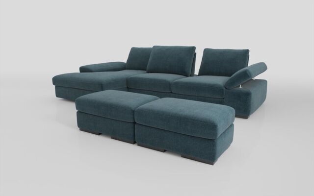 Savazza 4 Seater Sofa with Left Hand Facing Lounger & Two Ottoman Footstools - poltronesofà at ScS