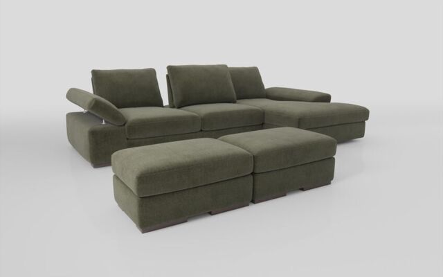 Savazza 4 Seater Sofa with Adjustable Back Rest Right Hand Facing Lounger & Two Ottoman Footstools  - poltronesofà at ScS