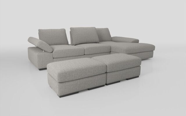 Savazza 4 Seater Sofa with Adjustable Back Rest Right Hand Facing Lounger & Two Ottoman Footstools - poltronesofà at ScS