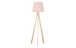 ScS Living Barbro Light Wood Tripod Floor Lamp with Dusty Pink Shade