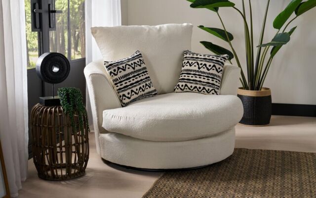 ScS Living Fabric Pasadena Boucle Swivel Chair by SCS