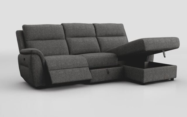 Sogliano 3 Seater Manual Recliner Sofa With Drawer & Right Hand Facing Storage Chaise - poltronesofà at ScS