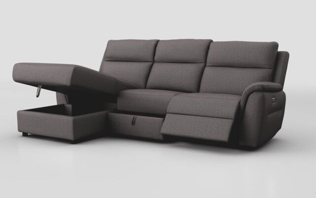 Sogliano 3 Seater Power Recliner Sofa With Drawer & Left Hand Facing Storage Chaise - poltronesofà at ScS
