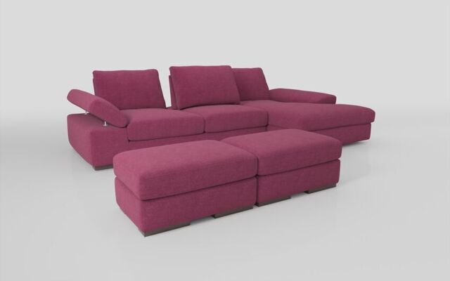 Savazza 4 Seater Sofa with Adjustable Back Rest Right Hand Facing Lounger & Two Ottoman Footstools  - poltronesofà at ScS