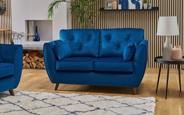 ScS Living Fabric Hoxton Compact Velvet 2 Seater Sofa