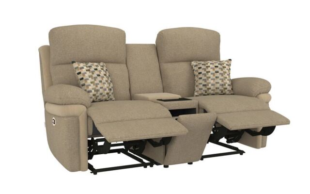 La-Z-Boy Cream Toledo Fabric 2 Seater Power Recliner Sofa with Head Tilt, Lumbar & Tech Console