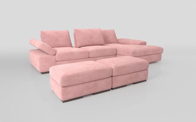 Savazza 4 Seater Sofa with Adjustable Back Rest Right Hand Facing Lounger & Two Ottoman Footstools  - poltronesofà at ScS
