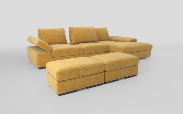 Savazza 4 Seater Sofa with Adjustable Back Rest Right Hand Facing Lounger & Two Ottoman Footstools - poltronesofà at ScS
