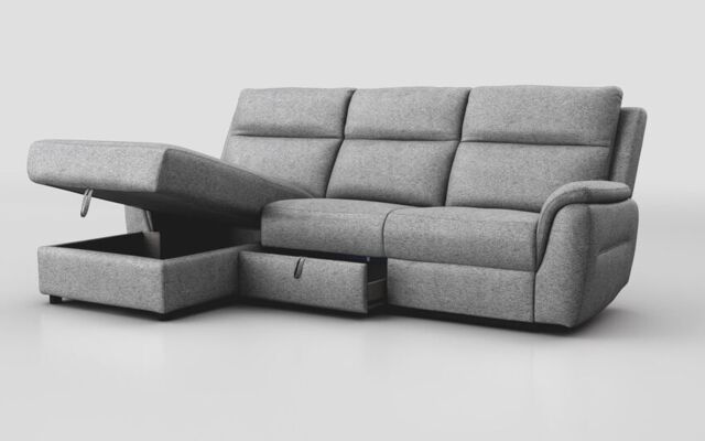 Sogliano 3 Seater Sofa With Drawer & Left Hand Facing Storage Chaise - poltronesofà at ScS