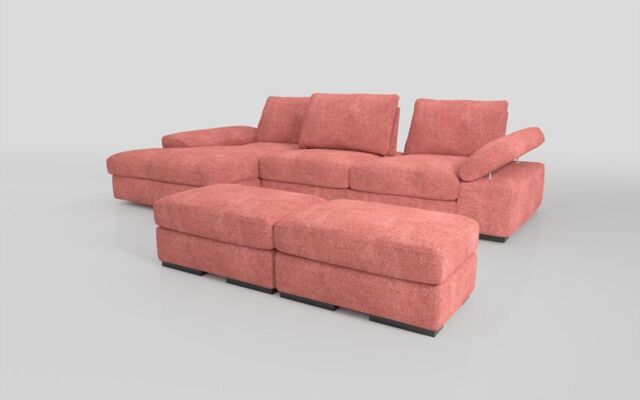 Savazza 4 Seater Sofa with Left Hand Facing Lounger & Two Ottoman Footstools  - poltronesofà at ScS