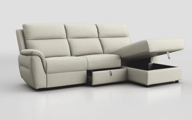 Sogliano 3 Seater Sofa With Drawer & Right Hand Facing Storage Chaise  - poltronesofà at ScS