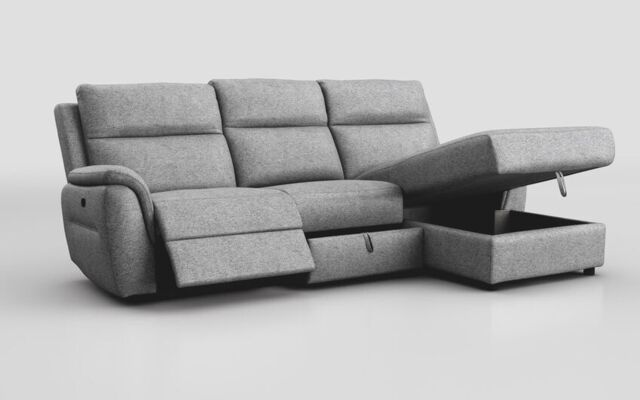 Sogliano 3 Seater Manual Recliner Sofa With Drawer & Right Hand Facing Storage Chaise - poltronesofà at ScS