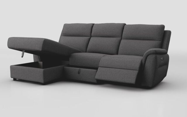 Sogliano 3 Seater Power Recliner Sofa With Drawer & Left Hand Facing Storage Chaise - poltronesofà at ScS