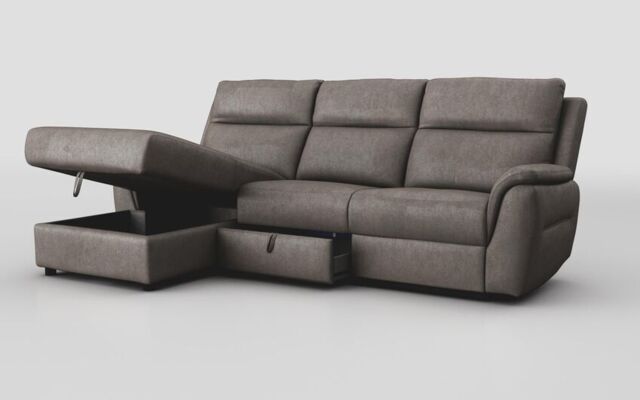 Sogliano 3 Seater Sofa With Drawer & Left Hand Facing Storage Chaise  - poltronesofà at ScS