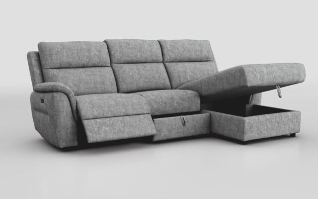 Sogliano 3 Seater Power Recliner Sofa With Drawer & Right Hand Facing Storage Chaise  - poltronesofà at ScS
