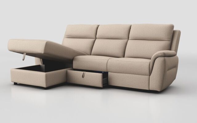 Sogliano 3 Seater Sofa With Drawer & Left Hand Facing Storage Chaise - poltronesofà at ScS