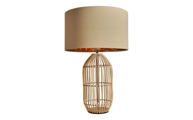 ScS Living Hollins Natural Rattan Table Lamp with Beige Shade