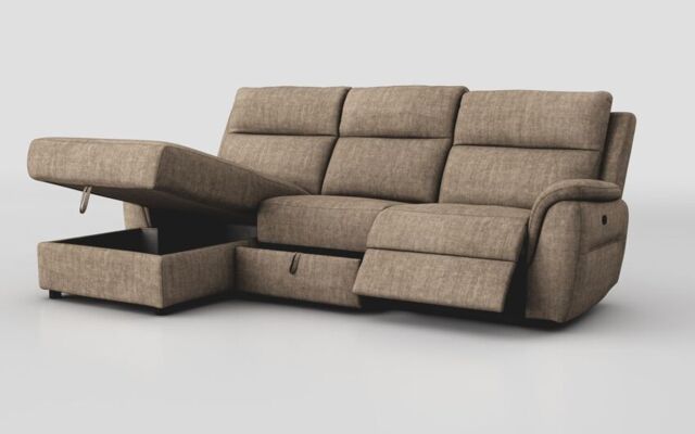Sogliano 3 Seater Manual Recliner Sofa With Drawer & Left Hand Facing Storage Chaise - poltronesofà at ScS