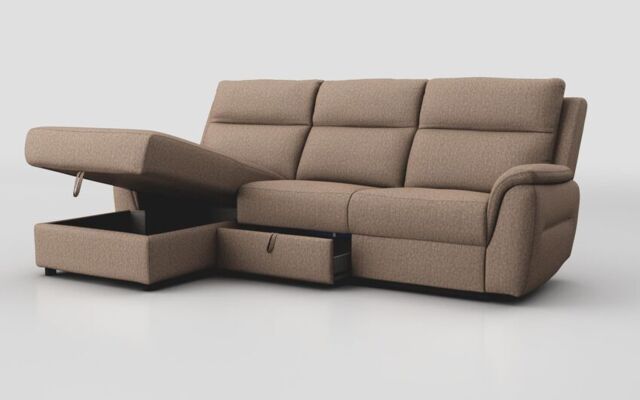 Sogliano 3 Seater Sofa With Drawer & Left Hand Facing Storage Chaise  - poltronesofà at ScS