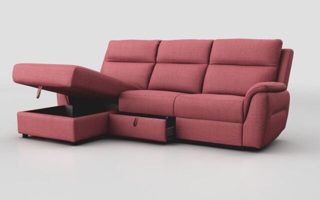 Sogliano 3 Seater Sofa With Drawer & Left Hand Facing Storage Chaise  - poltronesofà at ScS