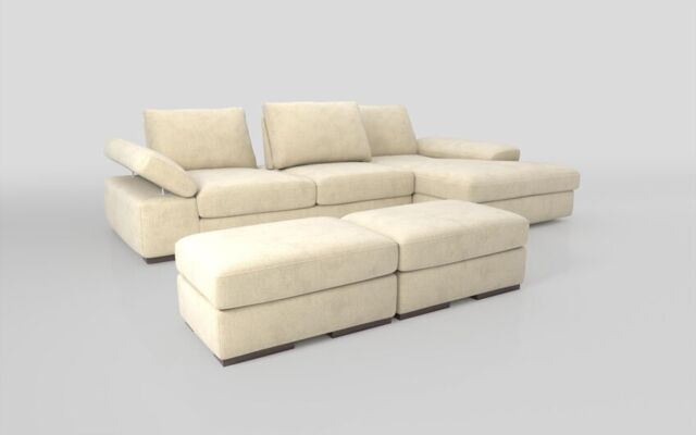 Savazza 4 Seater Sofa with Adjustable Back Rest Right Hand Facing Lounger & Two Ottoman Footstools - poltronesofà at ScS