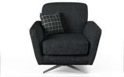 ScS Living Grey Hugo Fabric Plain Accent Swivel Chair