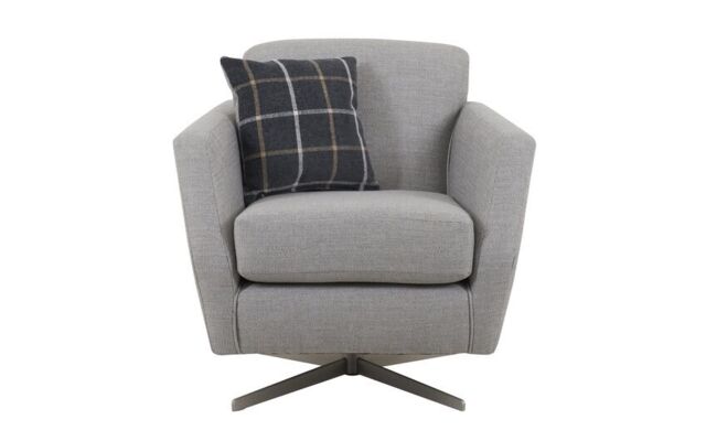 ScS Living Grey Hugo Fabric Plain Accent Swivel Chair