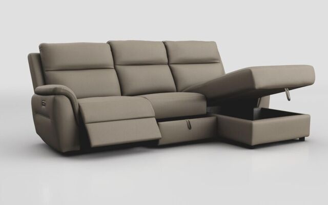 Sogliano 3 Seater Power Recliner Sofa With Drawer & Right Hand Facing Storage Chaise  - poltronesofà at ScS
