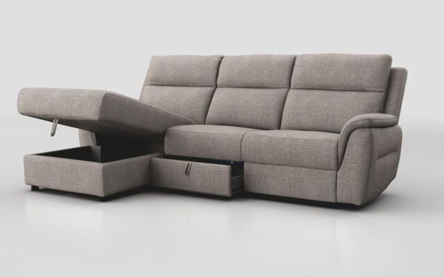 Sogliano 3 Seater Sofa With Drawer & Left Hand Facing Storage Chaise - poltronesofà at ScS