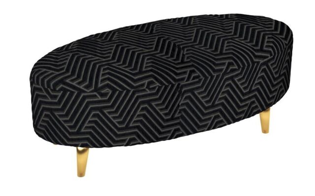 Ideal Home Black Flo Fabric Designer Footstool