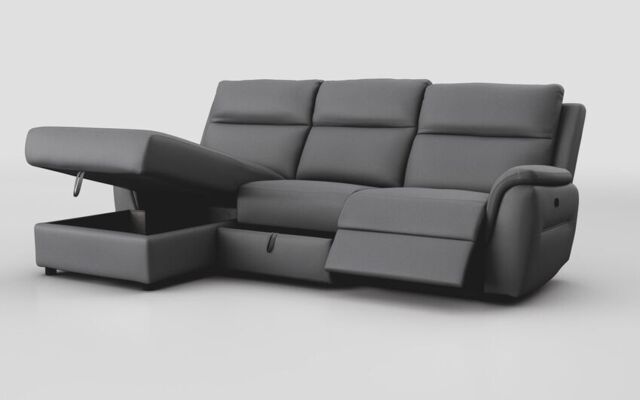 Sogliano 3 Seater Manual Recliner Sofa With Drawer & Left Hand Facing Storage Chaise  - poltronesofà at ScS