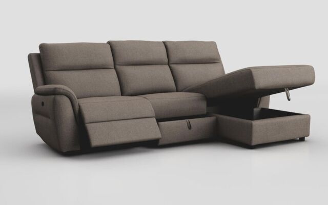 Sogliano 3 Seater Manual Recliner Sofa With Drawer & Right Hand Facing Storage Chaise - poltronesofà at ScS