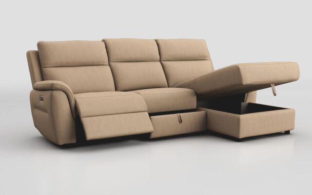 Sogliano 3 Seater Power Recliner Sofa With Drawer & Right Hand Facing Storage Chaise  - poltronesofà at ScS