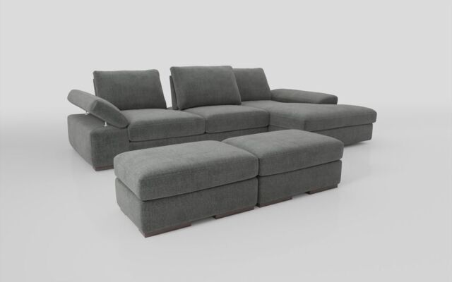 Savazza 4 Seater Sofa with Adjustable Back Rest Right Hand Facing Lounger & Two Ottoman Footstools  - poltronesofà at ScS