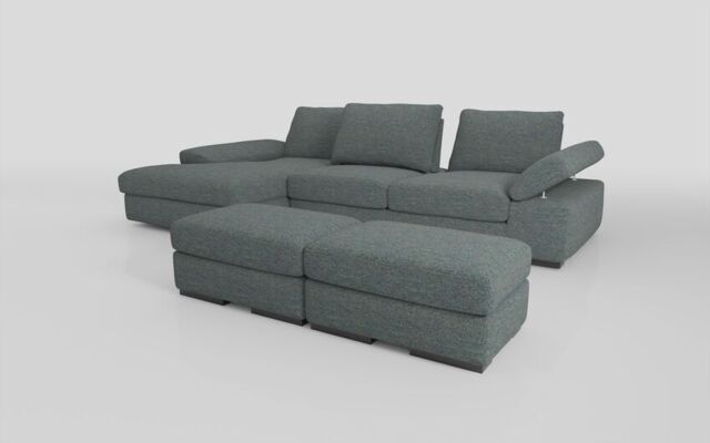 Savazza 4 Seater Sofa with Left Hand Facing Lounger & Two Ottoman Footstools  - poltronesofà at ScS