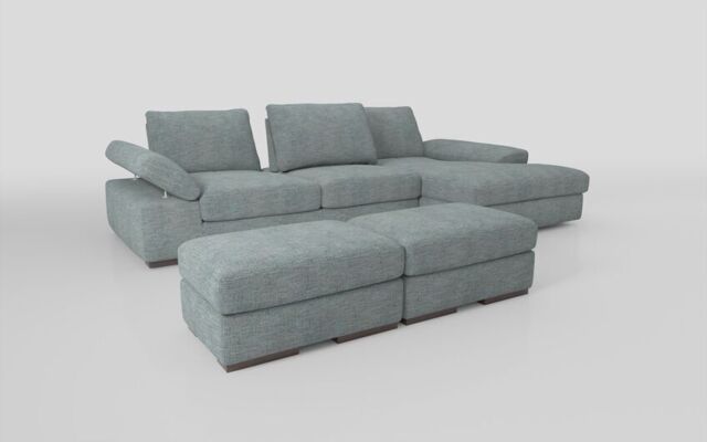 Savazza 4 Seater Sofa with Adjustable Back Rest Right Hand Facing Lounger & Two Ottoman Footstools - poltronesofà at ScS