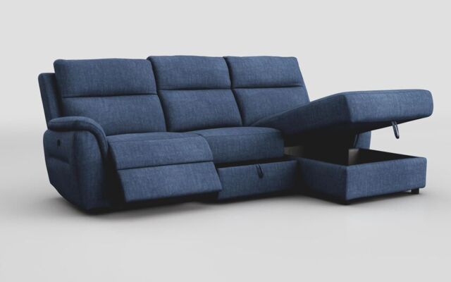 Sogliano 3 Seater Manual Recliner Sofa With Drawer & Right Hand Facing Storage Chaise - poltronesofà at ScS