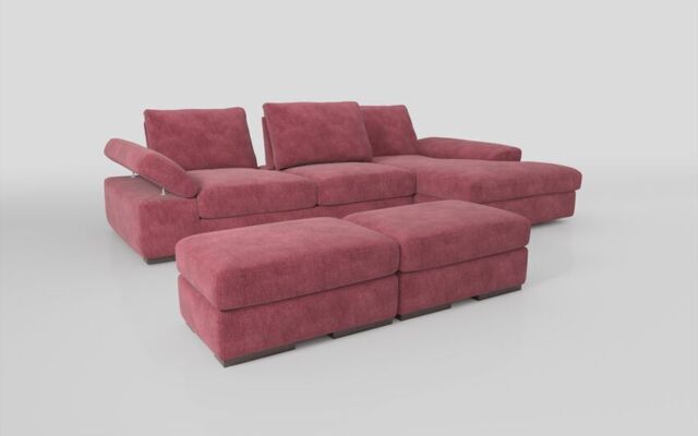 Savazza 4 Seater Sofa with Adjustable Back Rest Right Hand Facing Lounger & Two Ottoman Footstools - poltronesofà at ScS