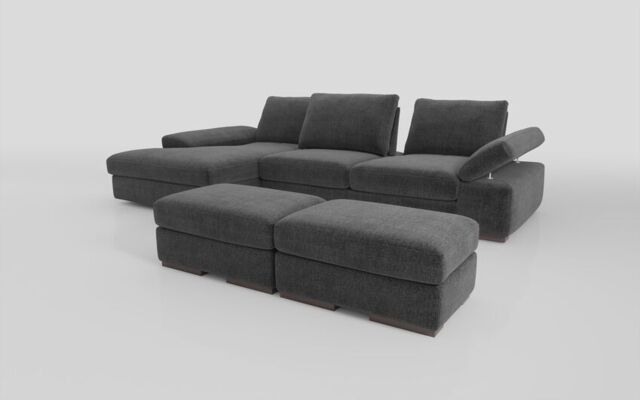 Savazza 4 Seater Sofa with Left Hand Facing Lounger & Two Ottoman Footstools  - poltronesofà at ScS
