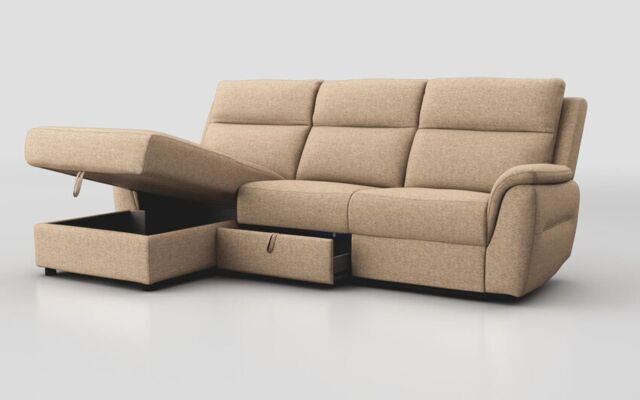 Sogliano 3 Seater Sofa With Drawer & Left Hand Facing Storage Chaise - poltronesofà at ScS