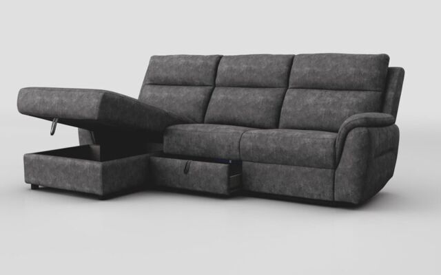 Sogliano 3 Seater Sofa With Drawer & Left Hand Facing Storage Chaise  - poltronesofà at ScS