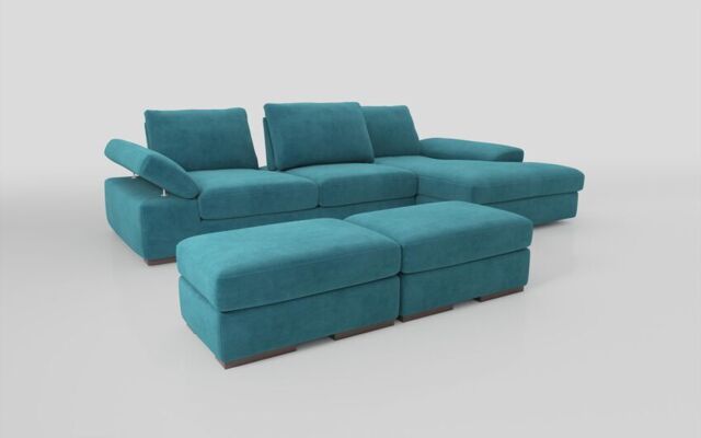 Savazza 4 Seater Sofa with Adjustable Back Rest Right Hand Facing Lounger & Two Ottoman Footstools - poltronesofà at ScS