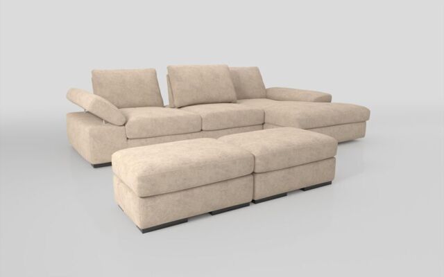 Savazza 4 Seater Sofa with Adjustable Back Rest Right Hand Facing Lounger & Two Ottoman Footstools - poltronesofà at ScS