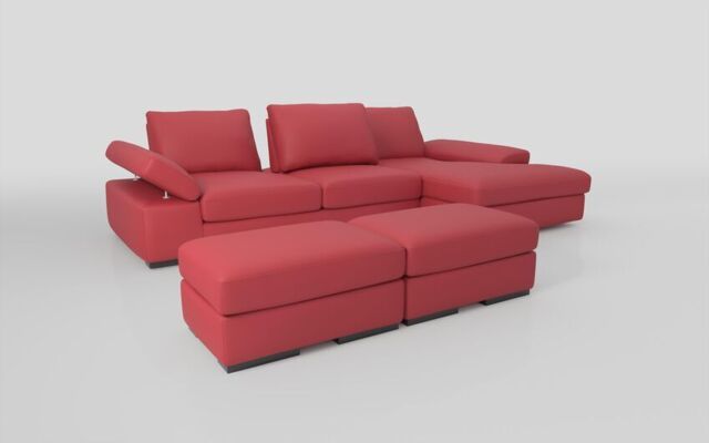 Savazza 4 Seater Sofa with Adjustable Back Rest Right Hand Facing Lounger & Two Ottoman Footstools  - poltronesofà at ScS