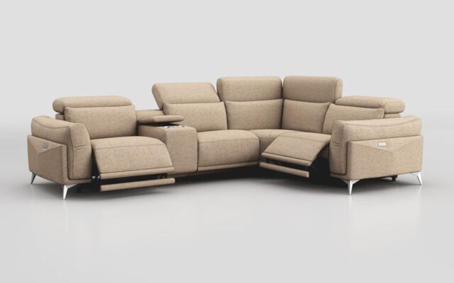 Gattolino 1 Corner 2 Power Recliner Sofa with Manual Head Tilt & Console - poltronesofà at ScS
