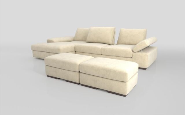 Savazza 4 Seater Sofa with Left Hand Facing Lounger & Two Ottoman Footstools - poltronesofà at ScS