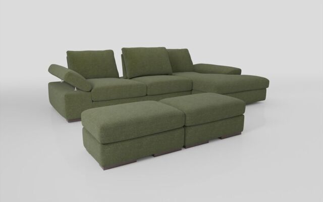Savazza 4 Seater Sofa with Adjustable Back Rest Right Hand Facing Lounger & Two Ottoman Footstools - poltronesofà at ScS