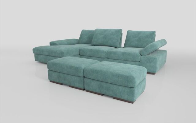 Savazza 4 Seater Sofa with Left Hand Facing Lounger & Two Ottoman Footstools  - poltronesofà at ScS